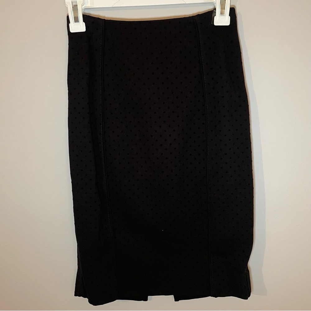 Ponte Knit Black Pencil Skirt with Black Polka Dots